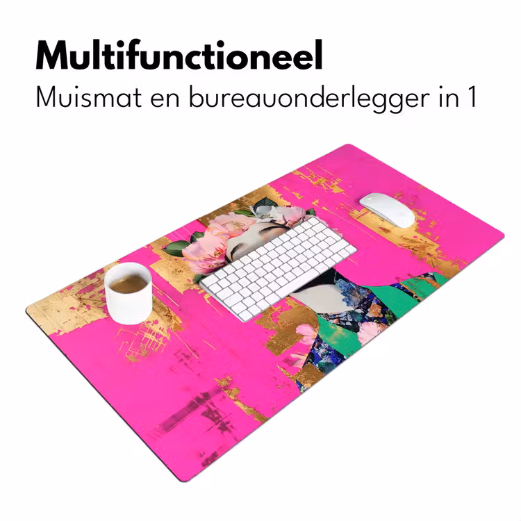 Bureau onderlegger - Bloemenkroon - Goud - Vrouw - Portret — 6