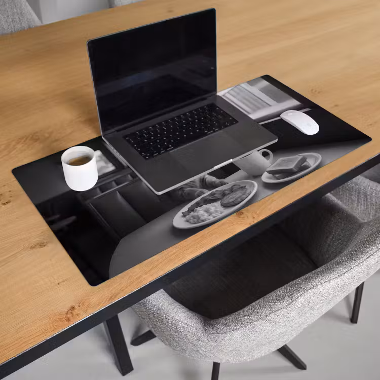 Bureau onderlegger - Kat - Koffie - Brood - Zwart — 2