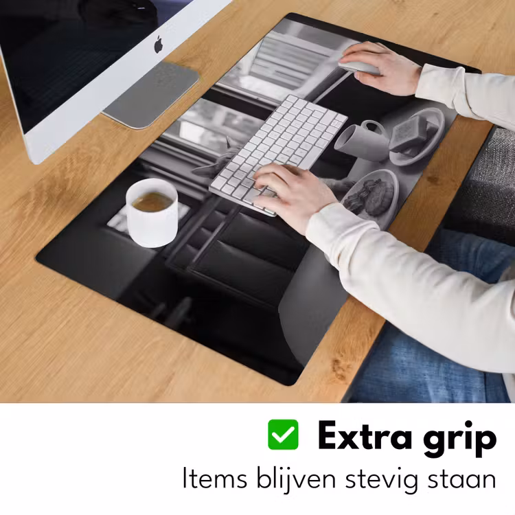 Bureau onderlegger - Kat - Koffie - Brood - Zwart — 5