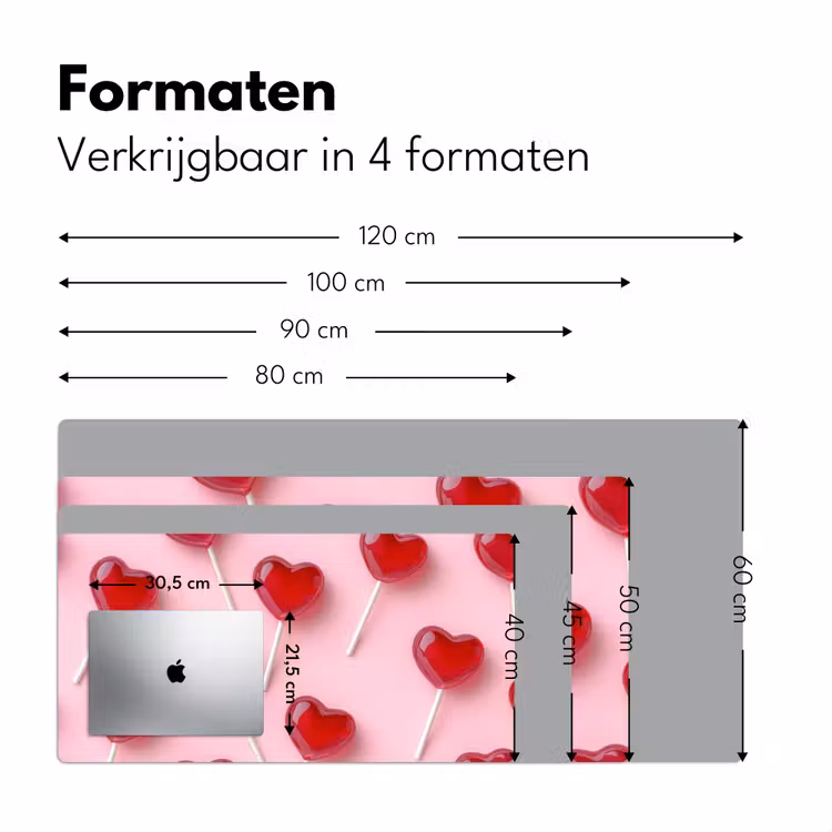Bureau onderlegger - Lollies - Hartjes - Roze — 7