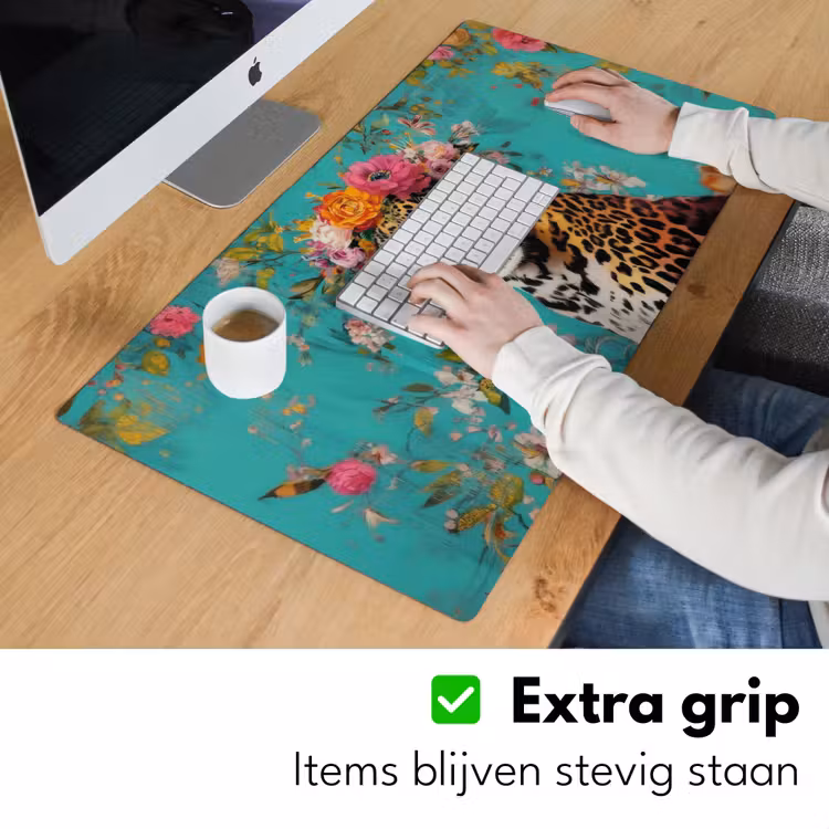 Bureau onderlegger - Luipaard - Bloemen - Kroon — 5