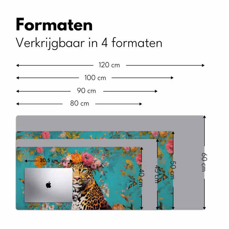 Bureau onderlegger - Luipaard - Bloemen - Kroon — 7