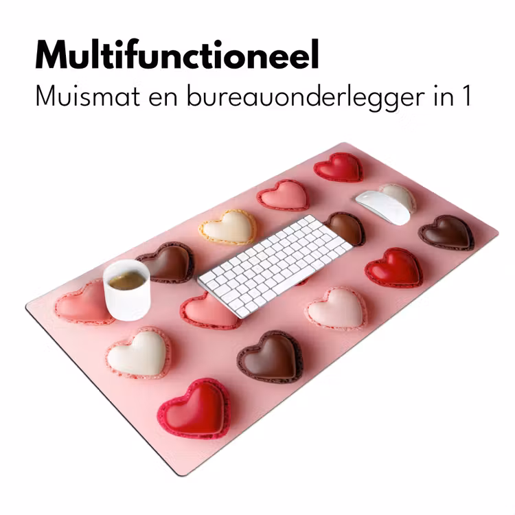 Bureau onderlegger - Macarons - Hartjes - Kleurrijk - Roze — 6