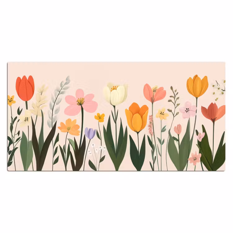 Bureau onderlegger - Pasteltinten - Bloemen - Illustratie — 1