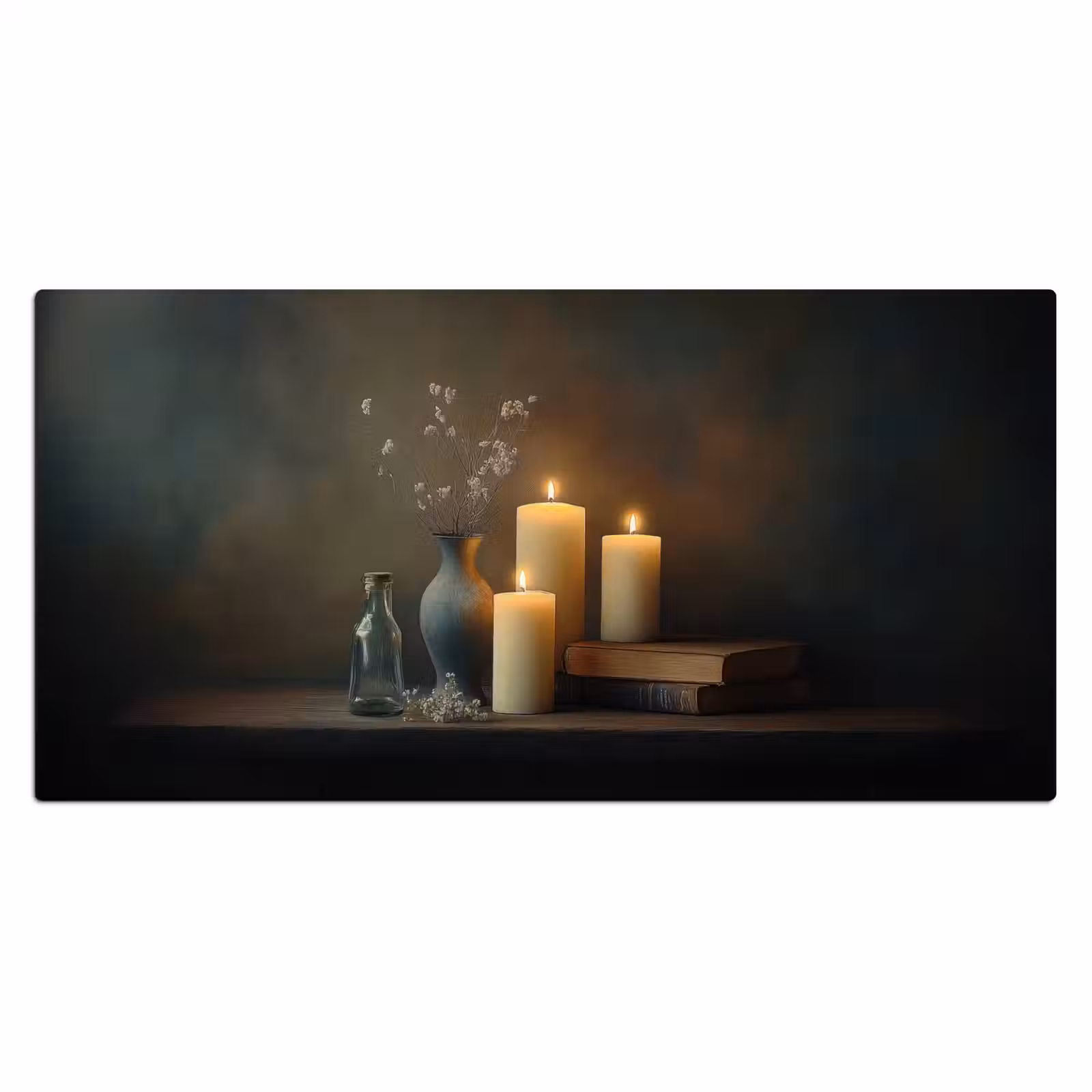 Bureau onderlegger - Kaarsen - Stilleven - Rustiek - Boeken — 1