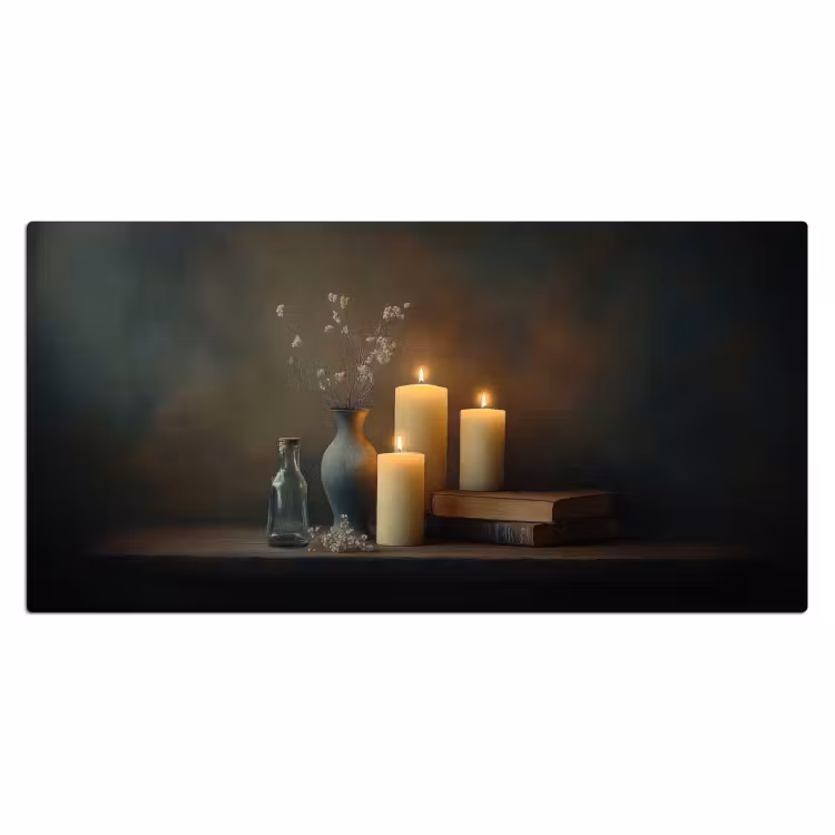 Bureau onderlegger - Kaarsen - Stilleven - Rustiek - Boeken — 1