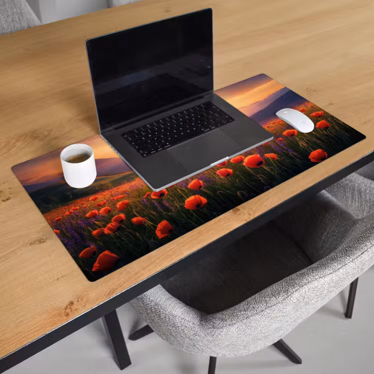 Bureau onderlegger - Landschap - Zonsondergang - Bloemenveld — 2