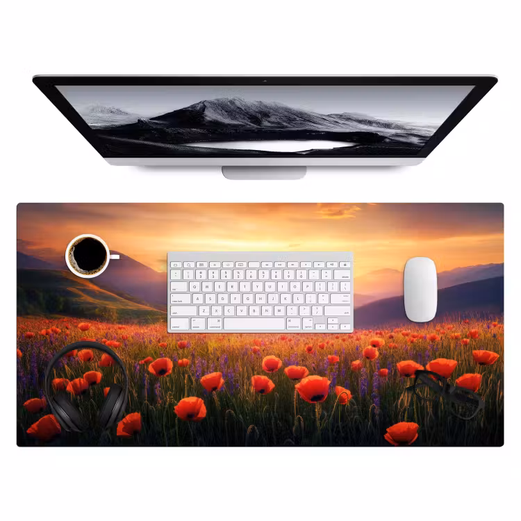 Bureau onderlegger - Landschap - Zonsondergang - Bloemenveld — 3