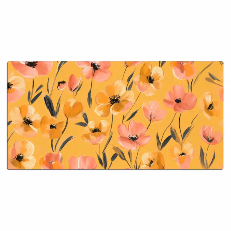 Bureau onderlegger - Bloemen - Geschilderd - Geel — 1