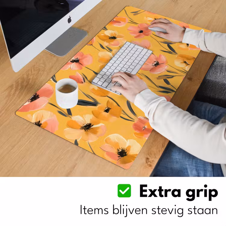 Bureau onderlegger - Bloemen - Geschilderd - Geel — 5