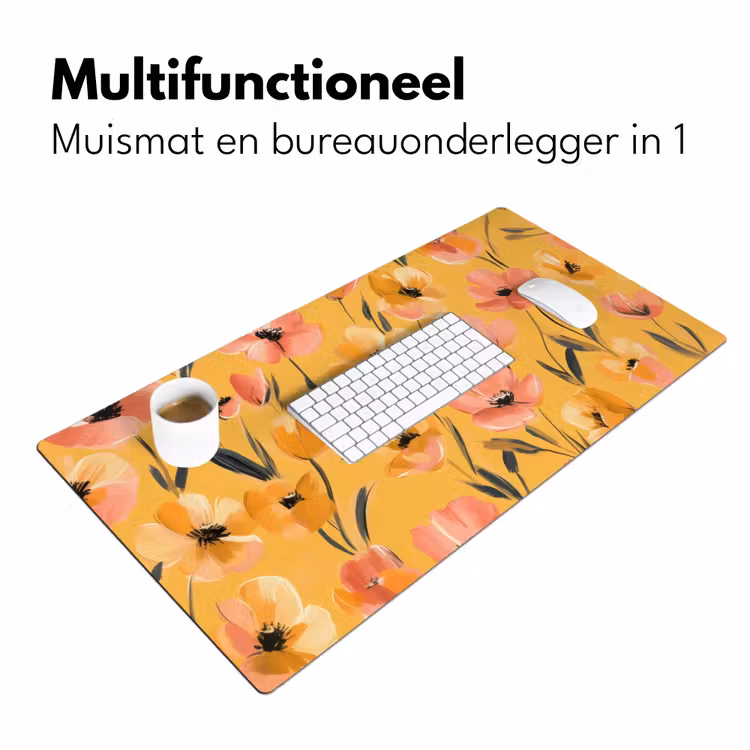 Bureau onderlegger - Bloemen - Geschilderd - Geel — 6