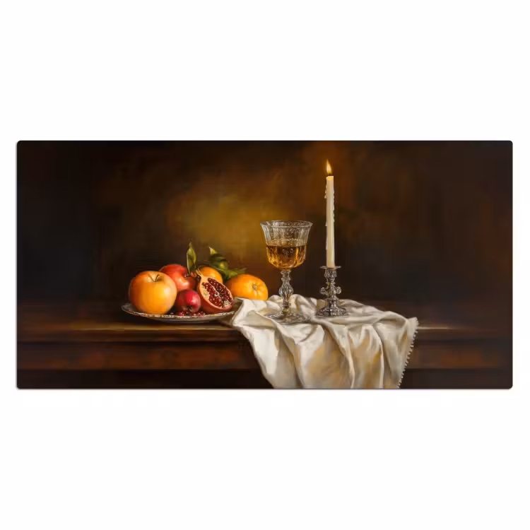 Bureau onderlegger - Fruit - Stilleven - Wijn - Kaars — 1