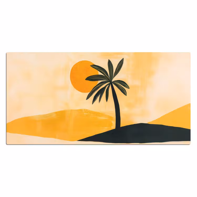 Bureau onderlegger - Illustratie - Palmboom - Zon - Heuvels — 1