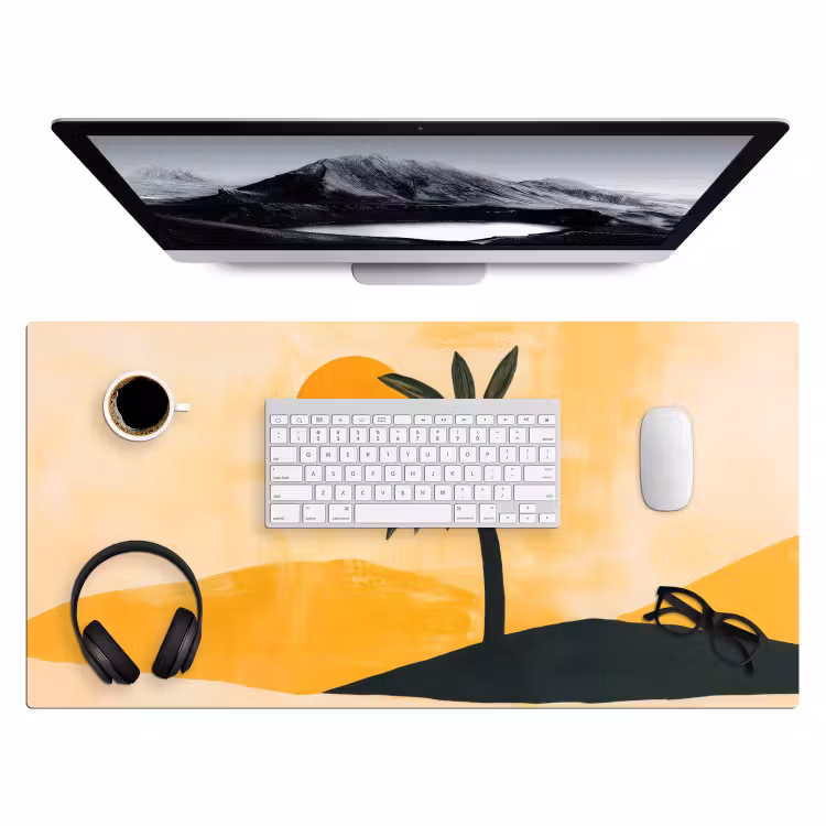 Bureau onderlegger - Illustratie - Palmboom - Zon - Heuvels — 3