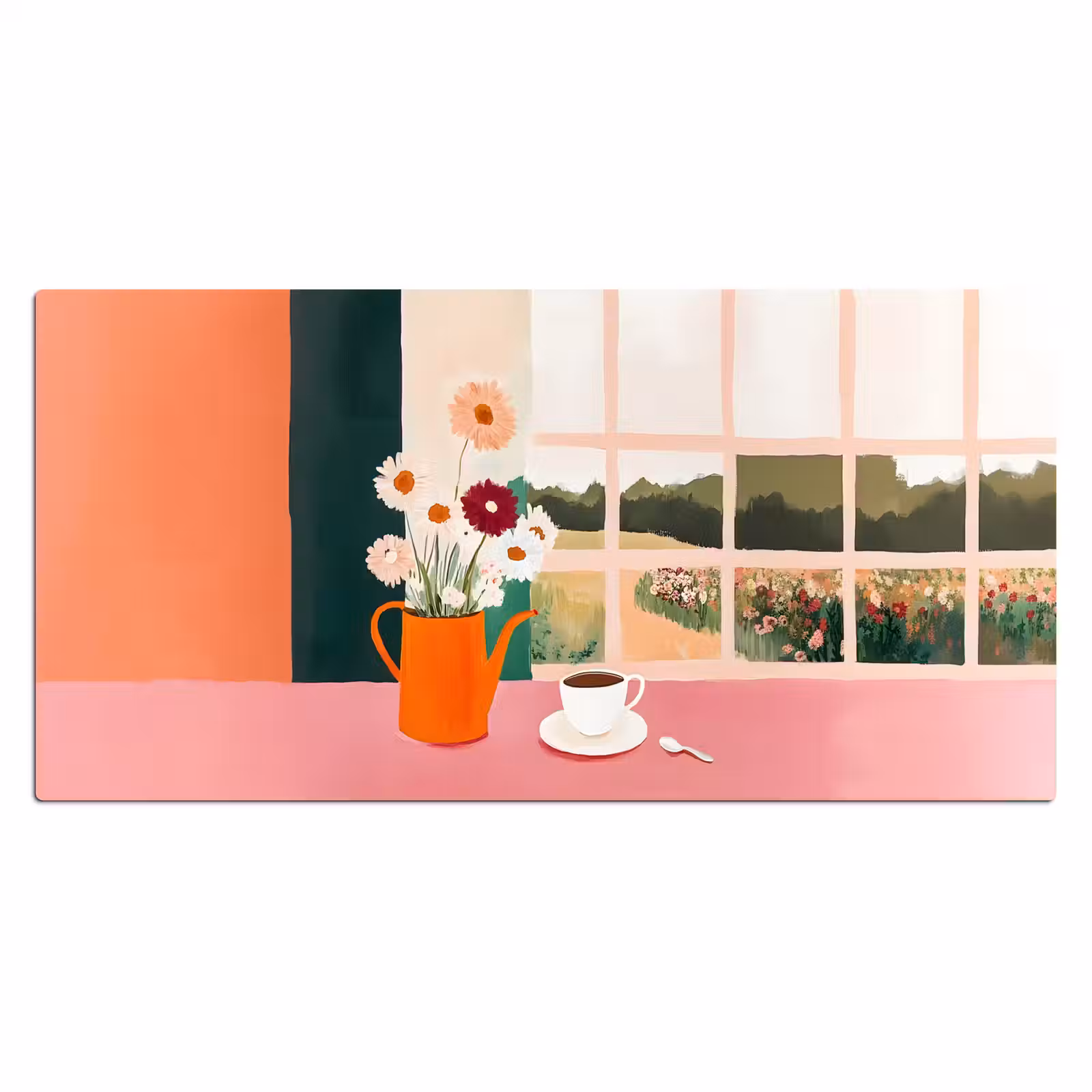 Bureau onderlegger - Bloemen - Koffie - Raam — 1