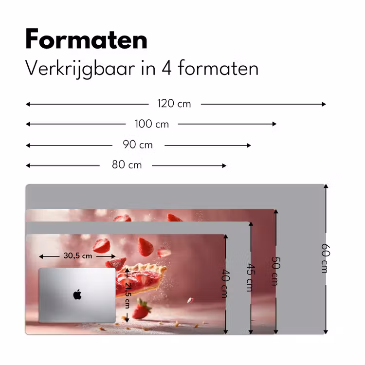 Bureau onderlegger - Aardbei - Taart- Eten - Roze — 7
