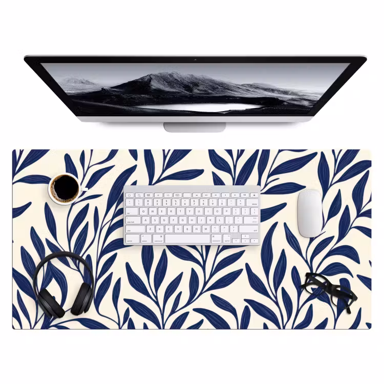 Bureau onderlegger - Bladeren - Klimop - Donkerblauw — 3