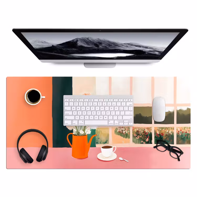 Bureau onderlegger - Bloemen - Koffie - Raam — 3