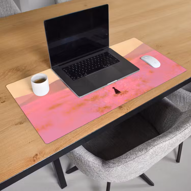 Bureau onderlegger - Bloemenweide - Heuvels - Silhouet - Roze — 2