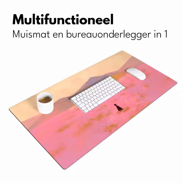 Bureau onderlegger - Bloemenweide - Heuvels - Silhouet - Roze — 6