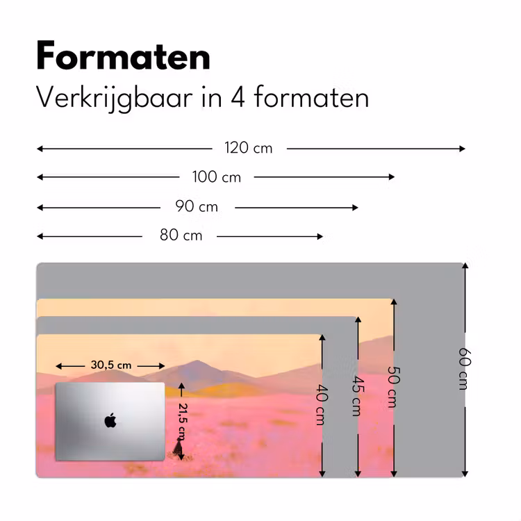 Bureau onderlegger - Bloemenweide - Heuvels - Silhouet - Roze — 7
