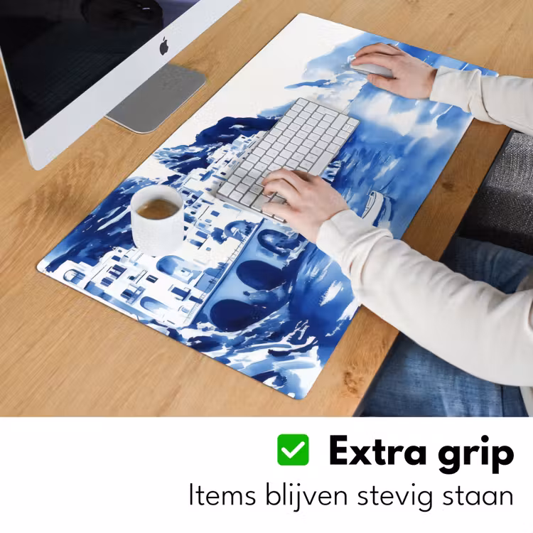 Bureau onderlegger - Dorp - Rotswand - Roeiboot - Water — 5