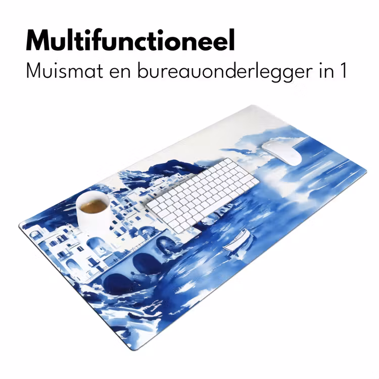 Bureau onderlegger - Dorp - Rotswand - Roeiboot - Water — 6