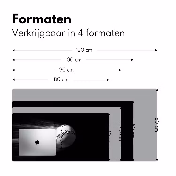 Bureau onderlegger - Honkbal - Wit - Vliegt — 7