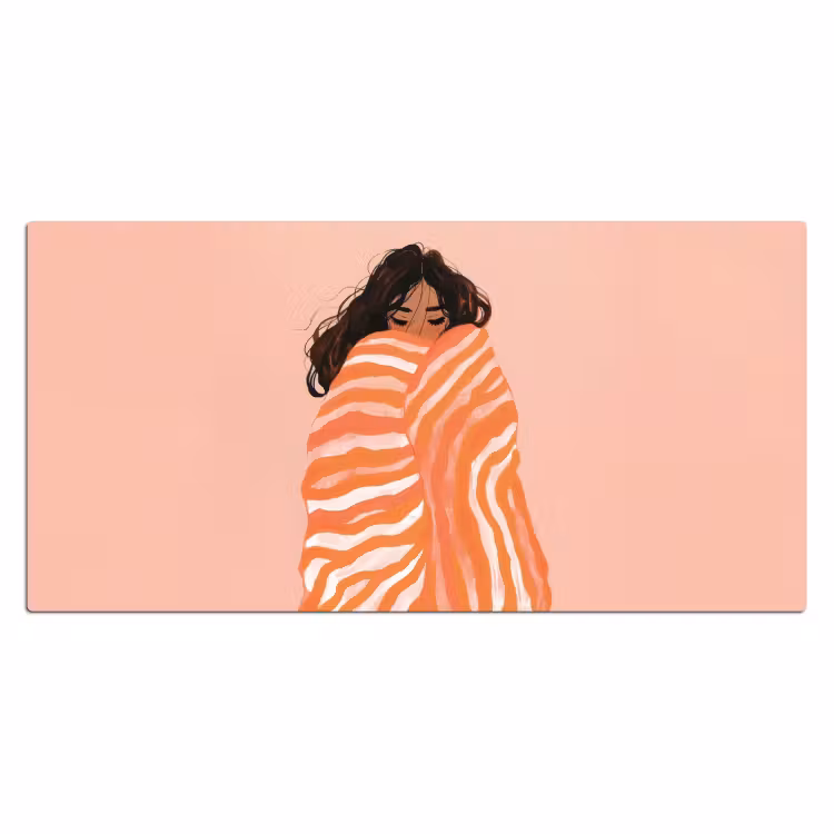 Bureau onderlegger - Meisje - Deken - Gestreept - Oranje — 1