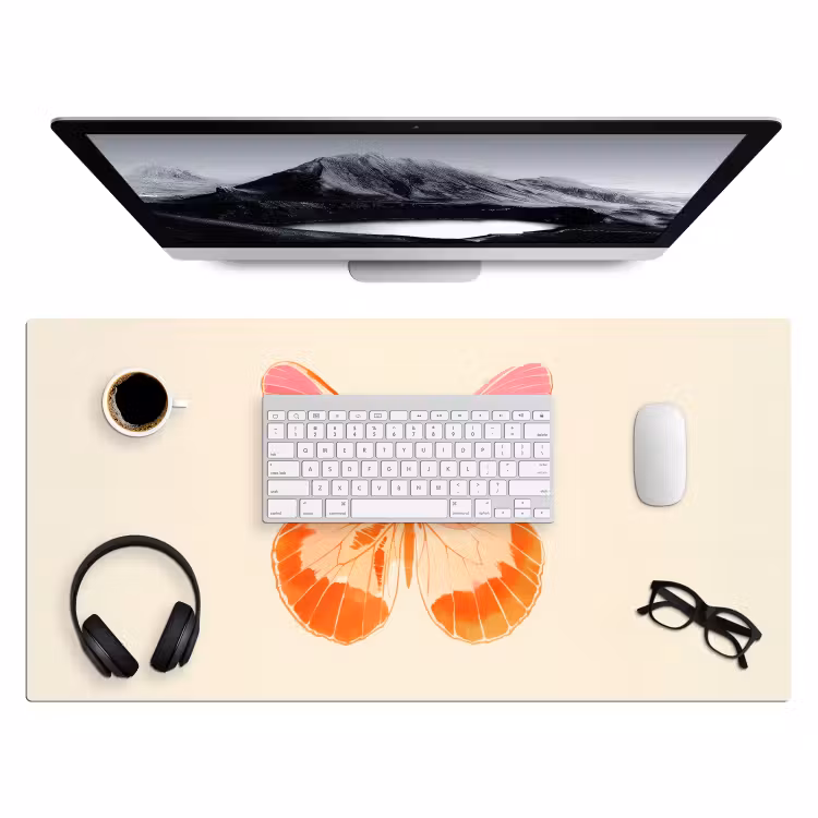 Bureau onderlegger - Oranje - Vlinder - Minimalistisch — 3