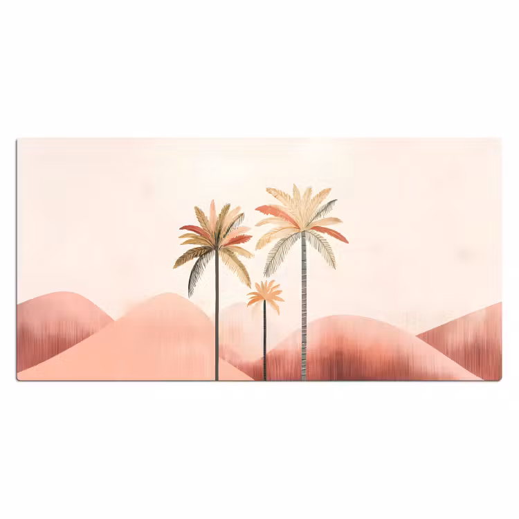 Bureau onderlegger - Palmbomen - Heuvels - Minimalistisch - Zachtroze — 1