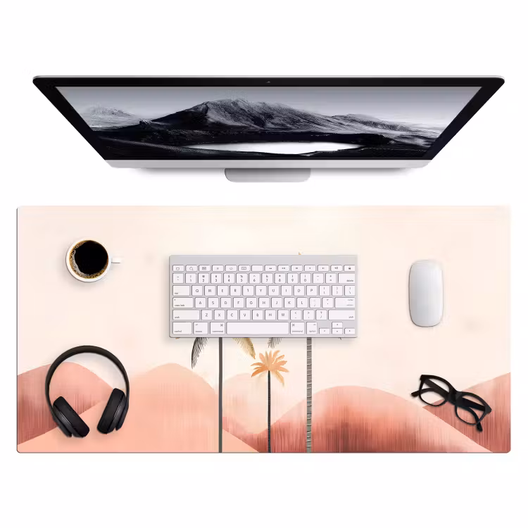 Bureau onderlegger - Palmbomen - Heuvels - Minimalistisch - Zachtroze — 3