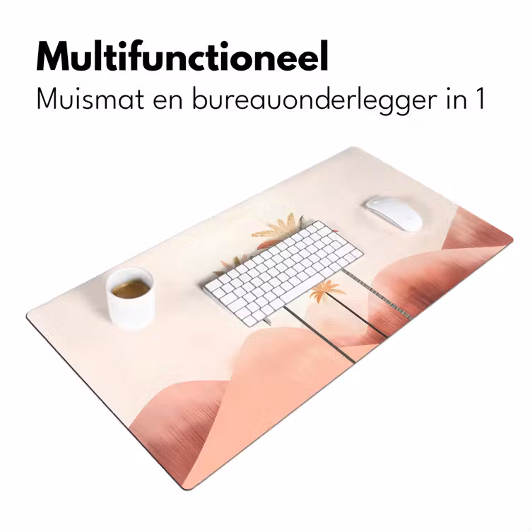 Bureau onderlegger - Palmbomen - Heuvels - Minimalistisch - Zachtroze — 6