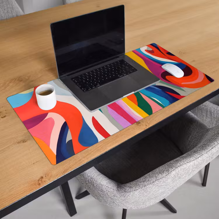 Bureau onderlegger - Abstract - Kleurrijk - Golven - Lijnen — 2