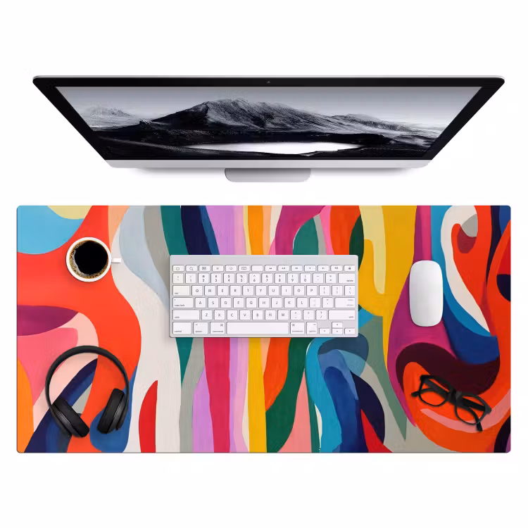 Bureau onderlegger - Abstract - Kleurrijk - Golven - Lijnen — 3