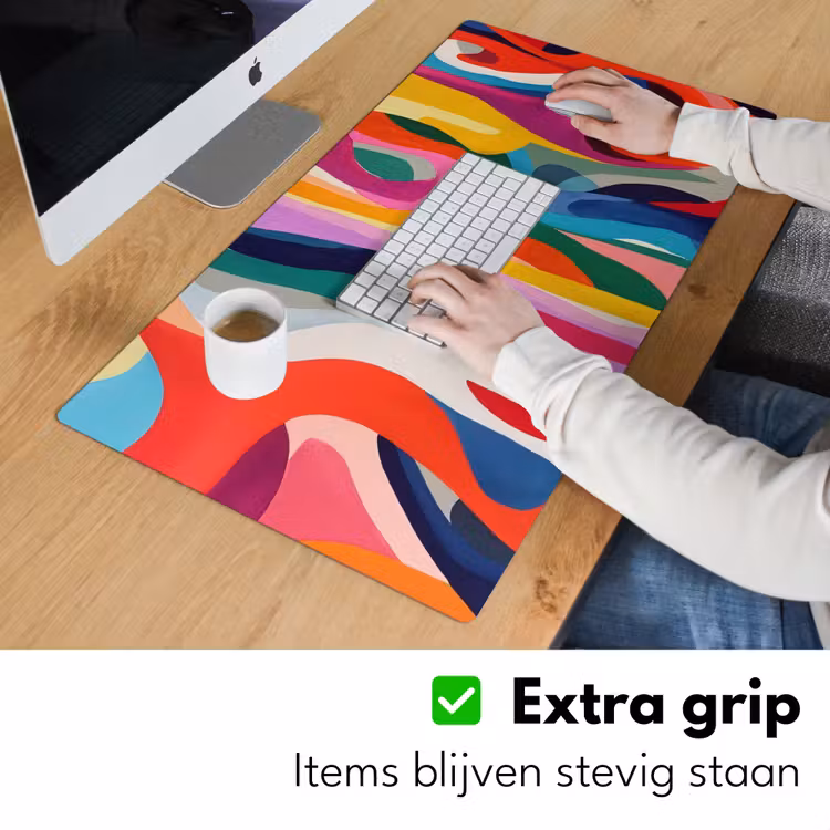 Bureau onderlegger - Abstract - Kleurrijk - Golven - Lijnen — 5