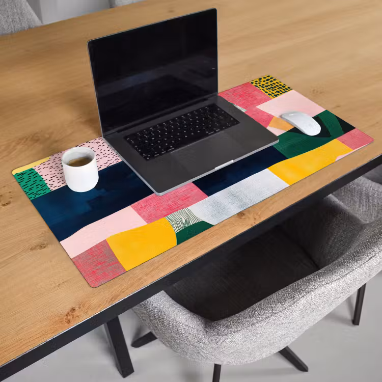 Bureau onderlegger - Abstract - Roze - Lappen - Vormen - Geel — 2
