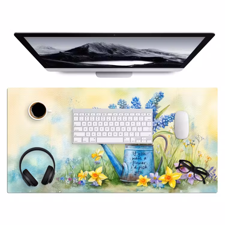 Bureau onderlegger - Lavendelbloemen - Quote - Gieter — 3