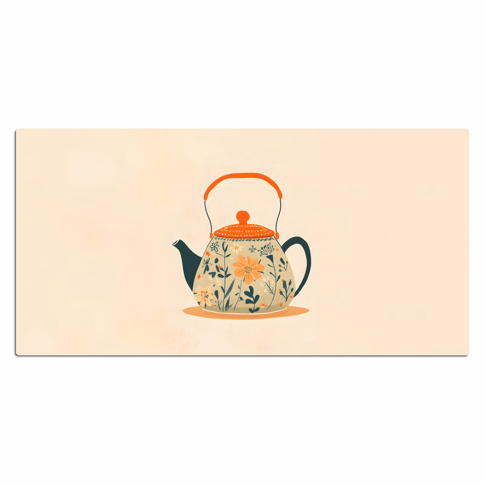 Bureau onderlegger - Oranje - Theepot - Bloemen - Bladeren — 1