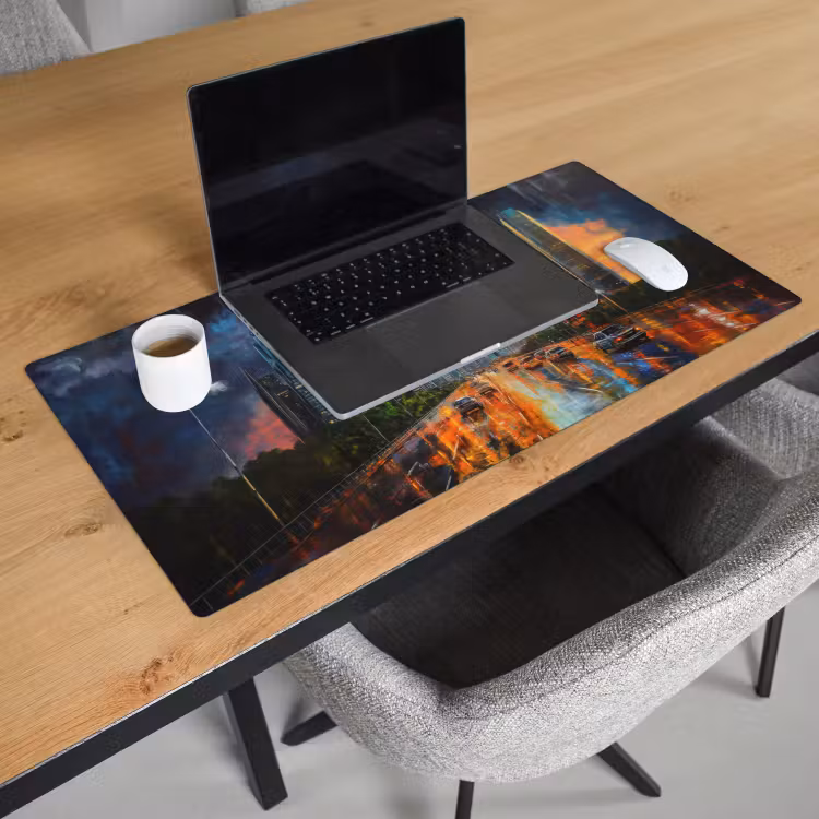 Bureau onderlegger - Auto - Skyline - Zon - Blauw — 2