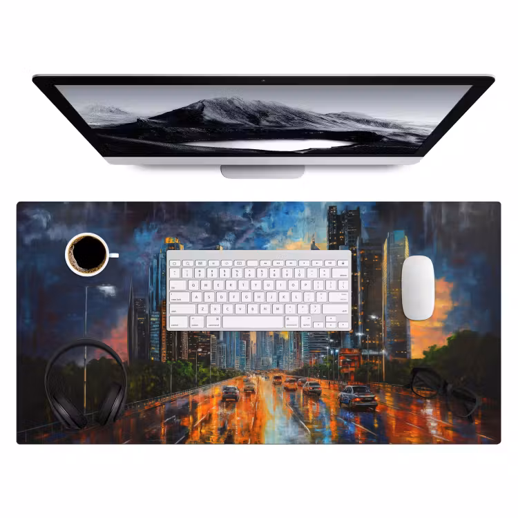 Bureau onderlegger - Auto - Skyline - Zon - Blauw — 3