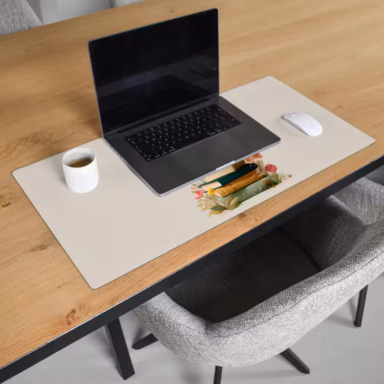 Bureau onderlegger - Boeken - Stapel - Bloemen - Kleurrijk — 2