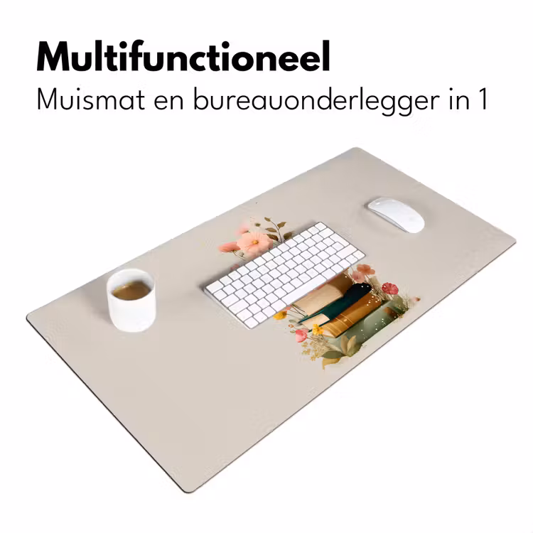 Bureau onderlegger - Boeken - Stapel - Bloemen - Kleurrijk — 6