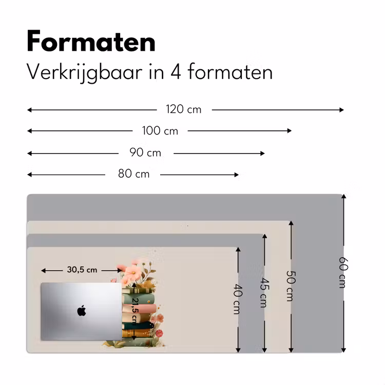 Bureau onderlegger - Boeken - Stapel - Bloemen - Kleurrijk — 7