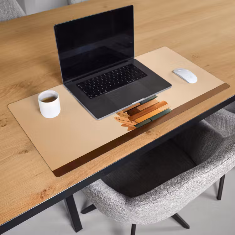 Bureau onderlegger - Boeken - Toren - Koffie - Beige — 2
