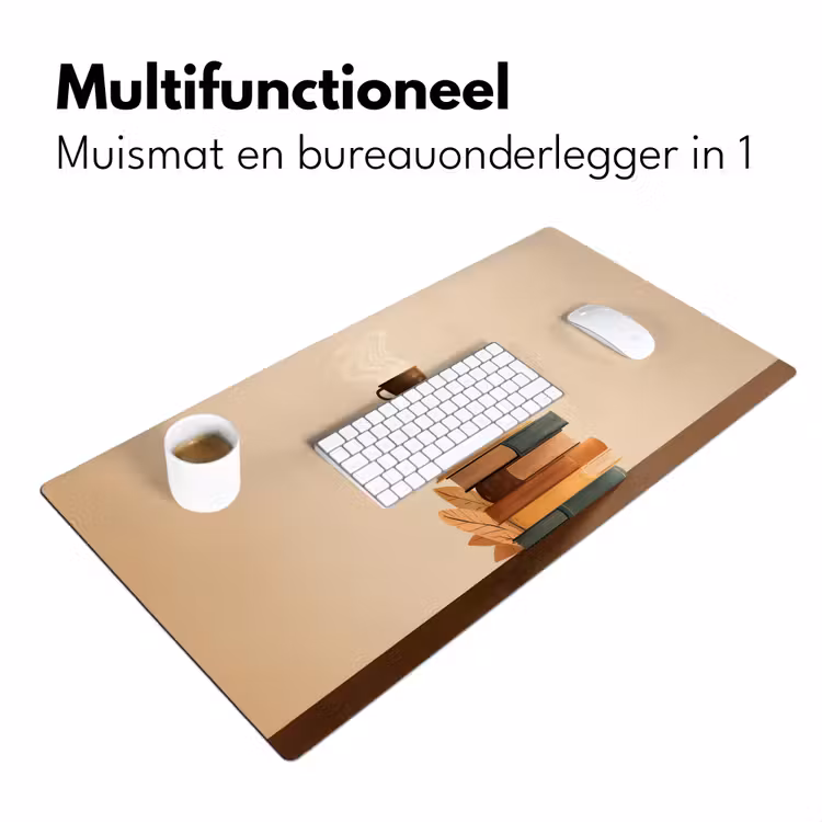 Bureau onderlegger - Boeken - Toren - Koffie - Beige — 6