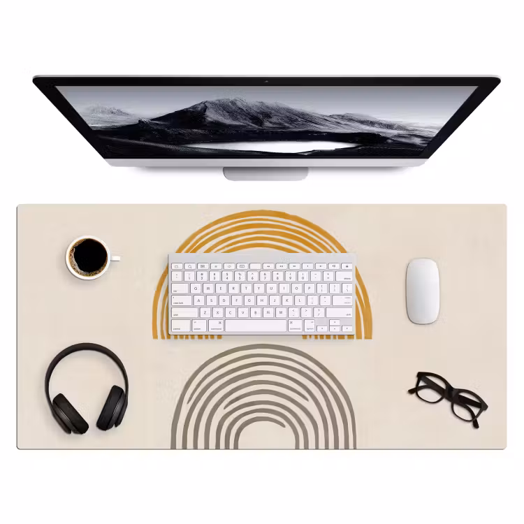Bureau onderlegger - Bogen - Lijnen - Oranje - Minimalistisch — 3
