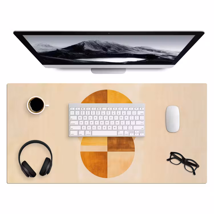 Bureau onderlegger - Cirkels - Geel - Minimalistisch — 3
