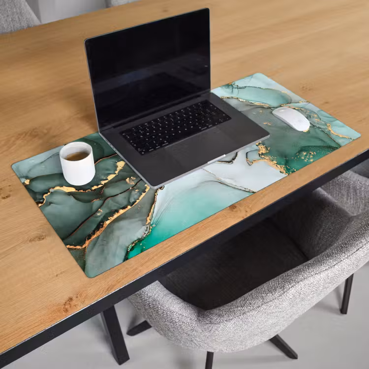 Bureau onderlegger - Goud - Marmer - Groen - Luxe - Marmerlook - Grijs — 2