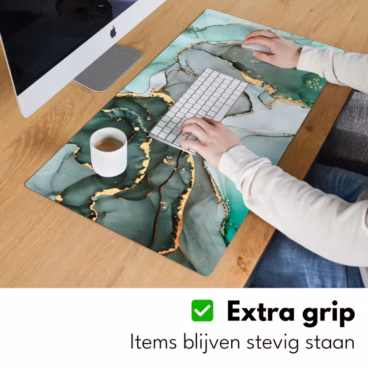 Bureau onderlegger - Goud - Marmer - Groen - Luxe - Marmerlook - Grijs — 5